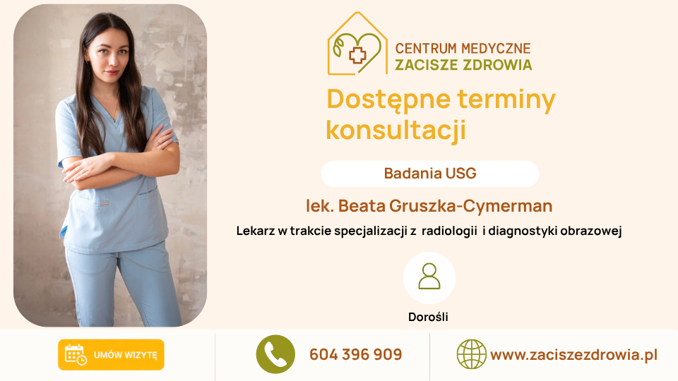 Dostępne terminy badań USG i konsultacji radiologicznych.