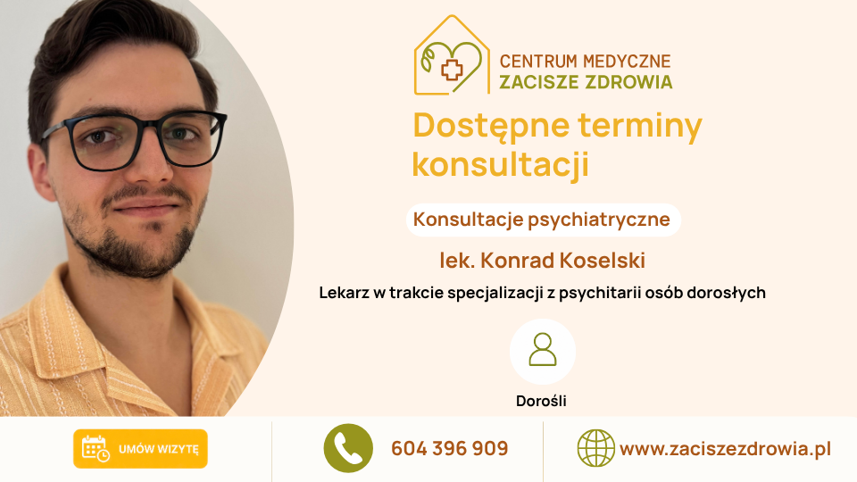 Dostępne terminy konsultacji psychiatrycznych.