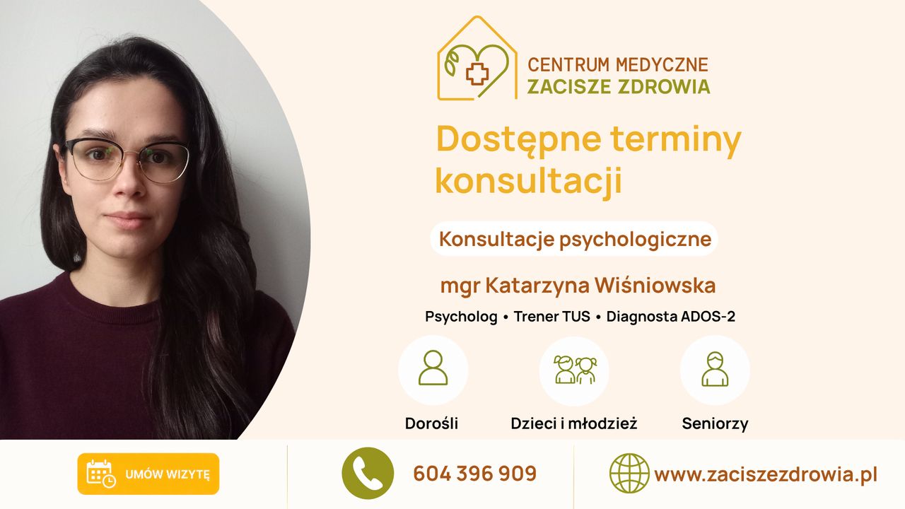 Dostępne terminy konsultacji psychologicznych.